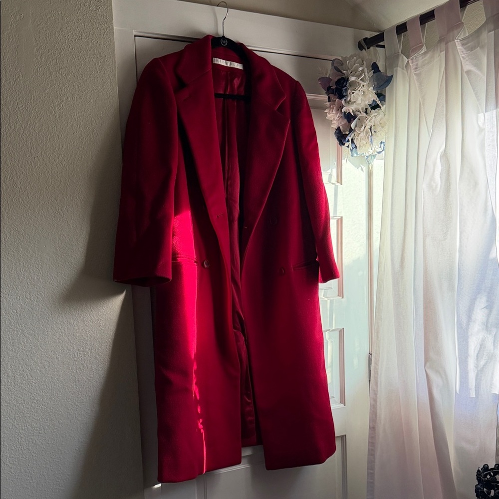 Perry Ellis Classic Red Pea Coat